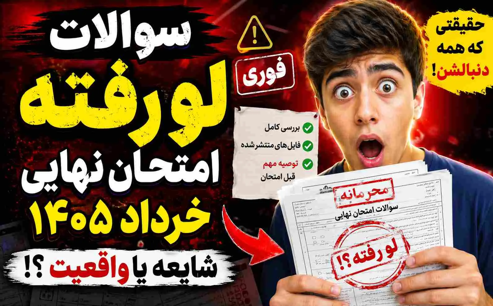 سوالات لو رفته امتحان نهايي خرداد 1405 | حقيقتي که همه دانش‌آموزها دنبالشن!