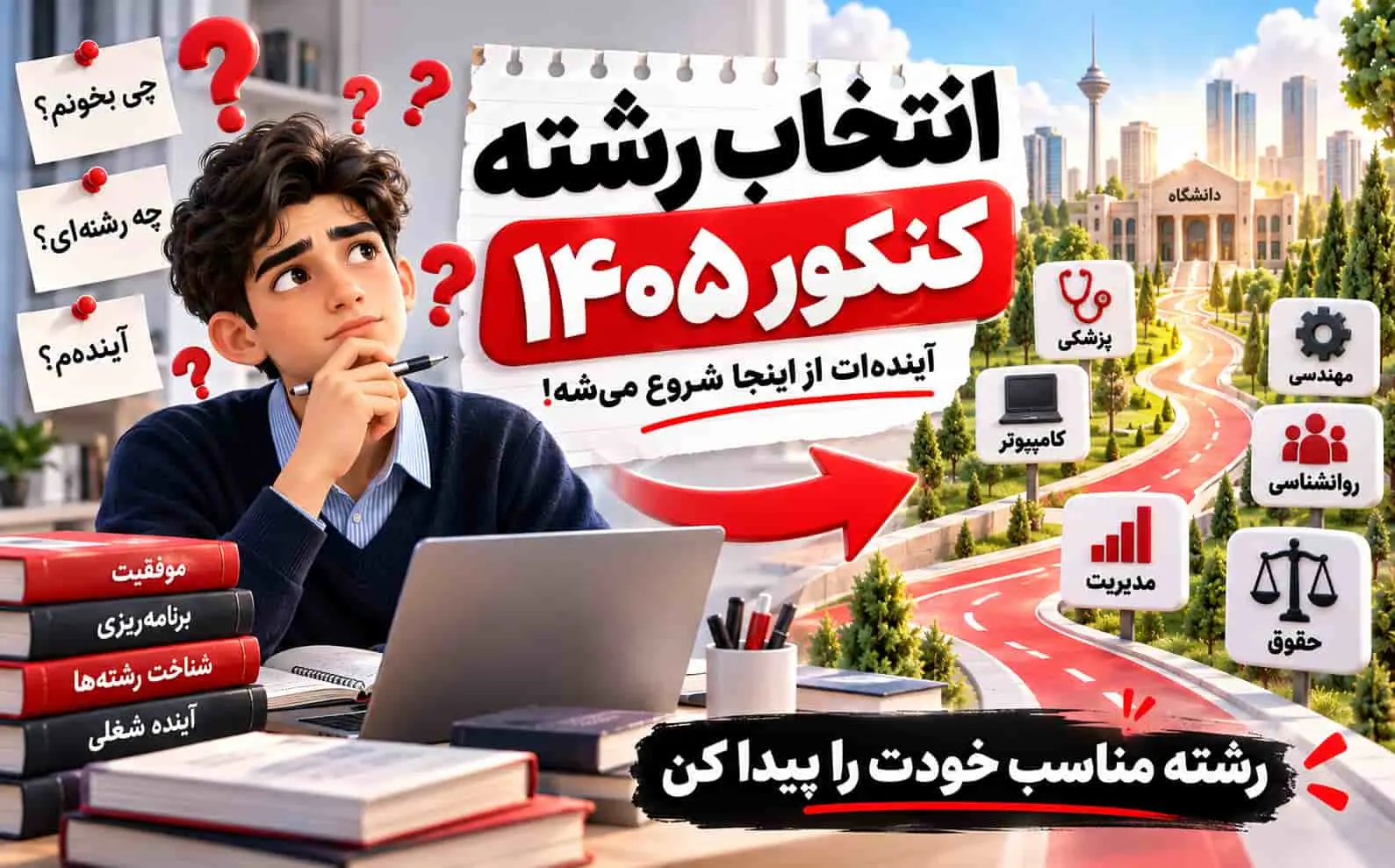 انتخاب رشته کنکور 1405 | راهنماي شناخت رشته‌ها، بازار کار و آينده شغلي