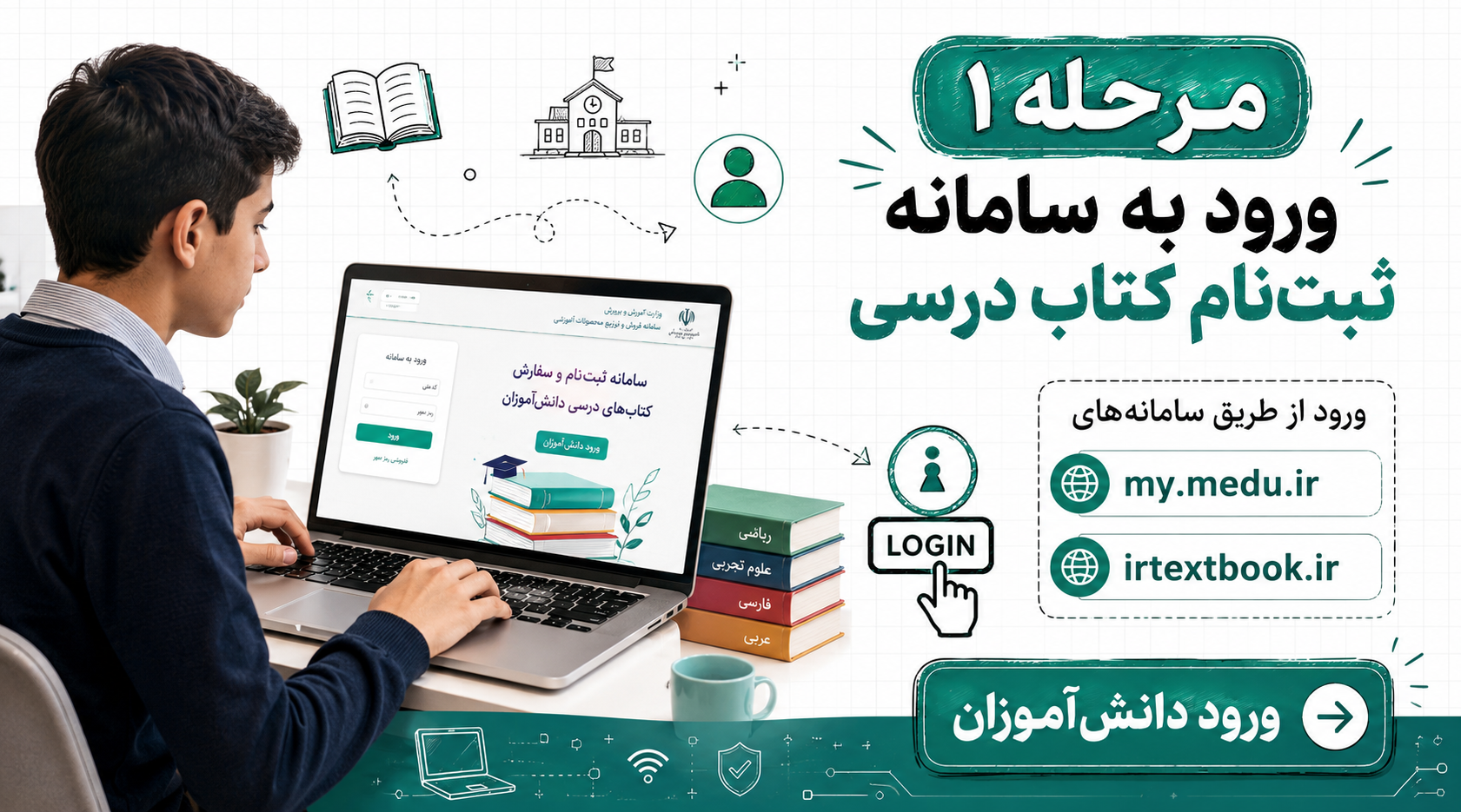 آموزش ورود به سامانه ثبت نام کتاب درسی از طریق my.medu.ir و irtextbook.ir