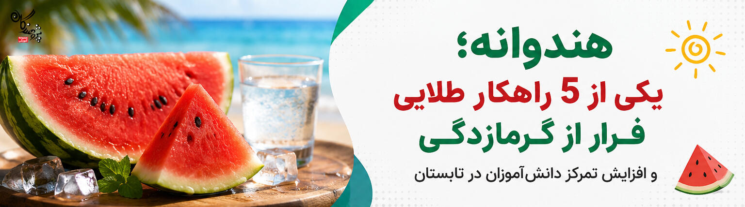 گرمای تابستان می&zwnj;تواند باعث کاهش تمرکز و خستگی دانش&zwnj;آموزان شود. در این مقاله با 5 راهکار طلایی پیشگیری از گرمازدگی، فواید هندوانه، بهترین زمان مطالعه و ورزش&zwnj;های مناسب تابستان آشنا شوید.