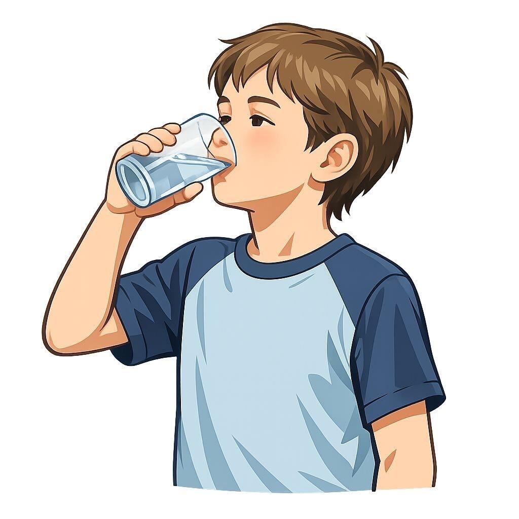 کودک در حال نوشیدن آب 